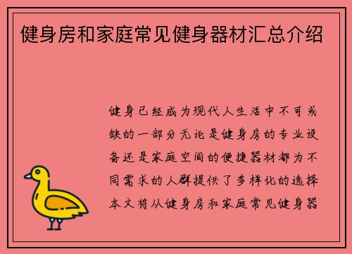 健身房和家庭常见健身器材汇总介绍